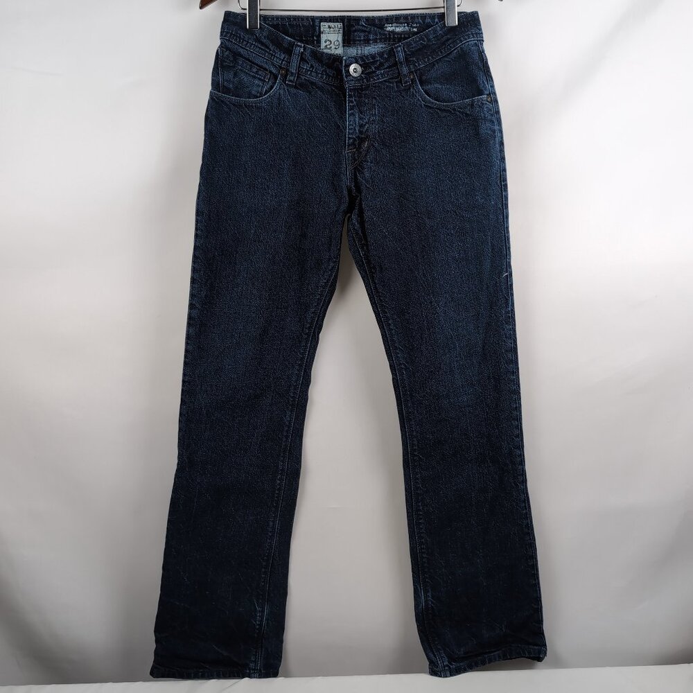 Volcom Men's Blue Denim Jeans Roadhouse Juan Boot Leg Diamond Embroidery Size 29
